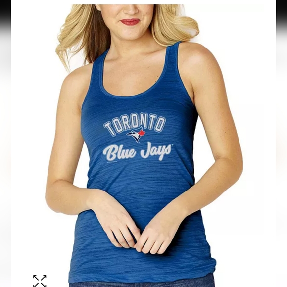 Soft as a Grape Tops - Women's Toronto Blue Jays Soft as a Grape Royal Multicount Racerback Tank Top